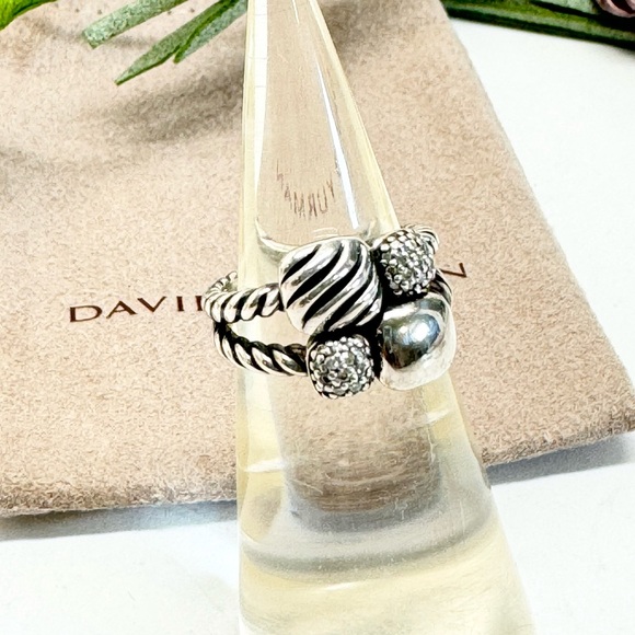 David Yurman Diamond Small Chiclet Ring .925 - Picture 3 of 9